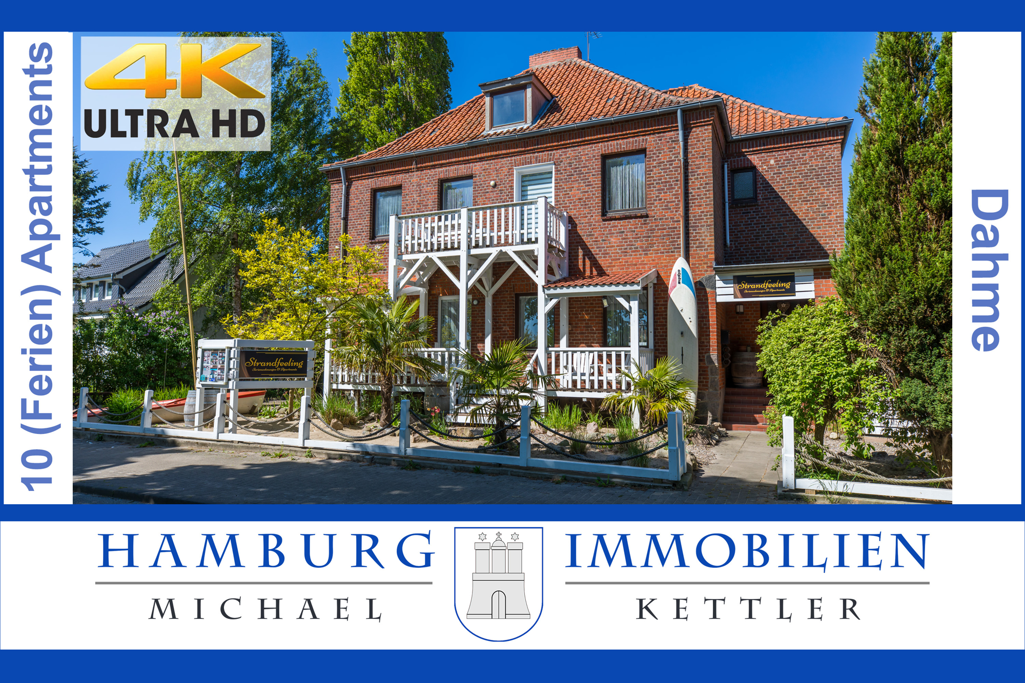 Drei Häuser, 10 Apartments, Palmengarten, ca. 1.498 m² Grundst., gepflegte Anlage, in 23747 Dahme