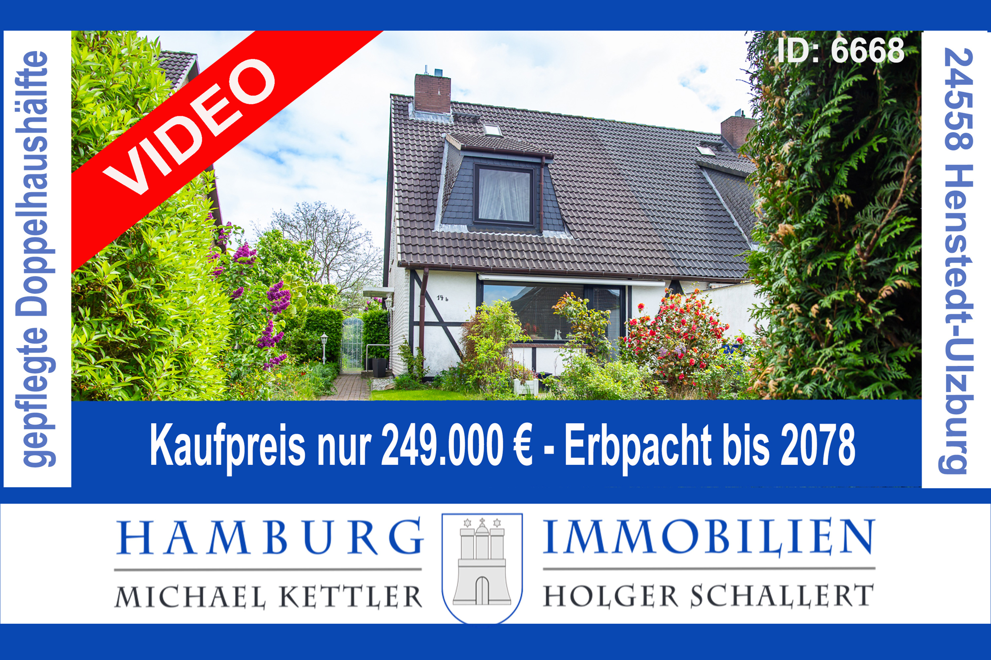 Preiswerte und gepflegte Doppelhaushälfte aus 1985 auf Erbpacht bis 2078 in 24558 Henstedt-Ulzburg