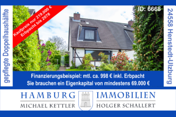 Preiswerte und gepflegte Doppelhaushälfte aus 1985 auf Erbpacht bis 2078 in 24558 Henstedt-Ulzburg, 24558 Henstedt-Ulzburg, Doppelhaushälfte