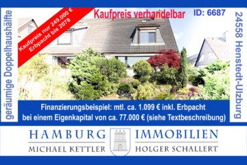 Doppelhaushälfte – ca. 109 m² Wohnfläche – ca. 647 m² Grundstück – in 24558 Henstedt-Ulzburg, 24558 Henstedt-Ulzburg, Doppelhaushälfte