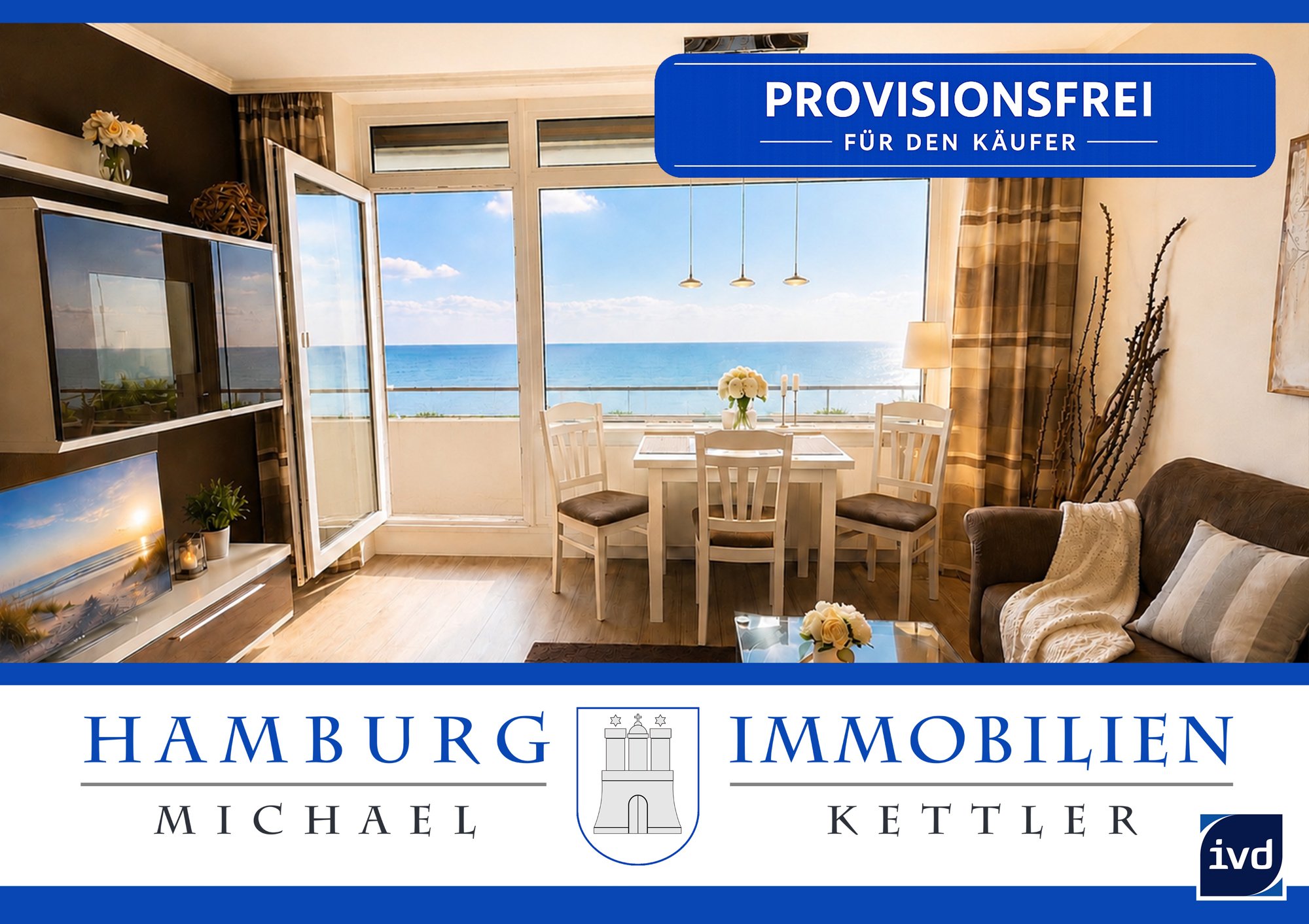 Meer vor der Tür! Gepflegte möblierte 2 Zimmer-Wohnung mit Südbalkon & Ostseeblick in Großenbrode