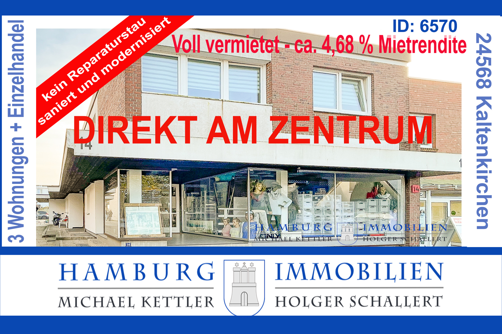 Wohn-/Geschäftshaus - Zentrum Kaltenkirchen - ca. 482 m² Gesamtfläche - Grundstück ca. 733 m²